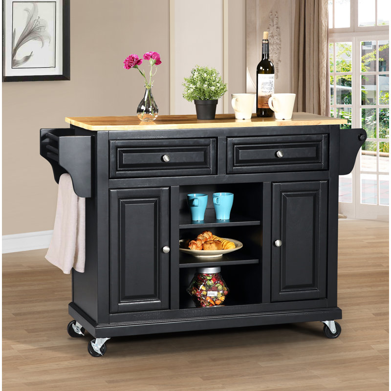 Charlton Home Raynham Kitchen Island with Solid Wood Top & Reviews